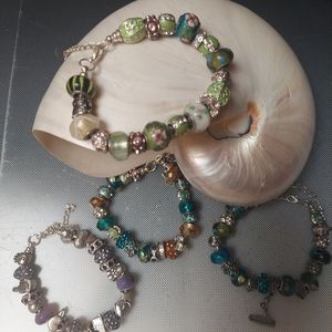 Euro charm bracelets adjustable  7inch to 9in all new colors spring pinks